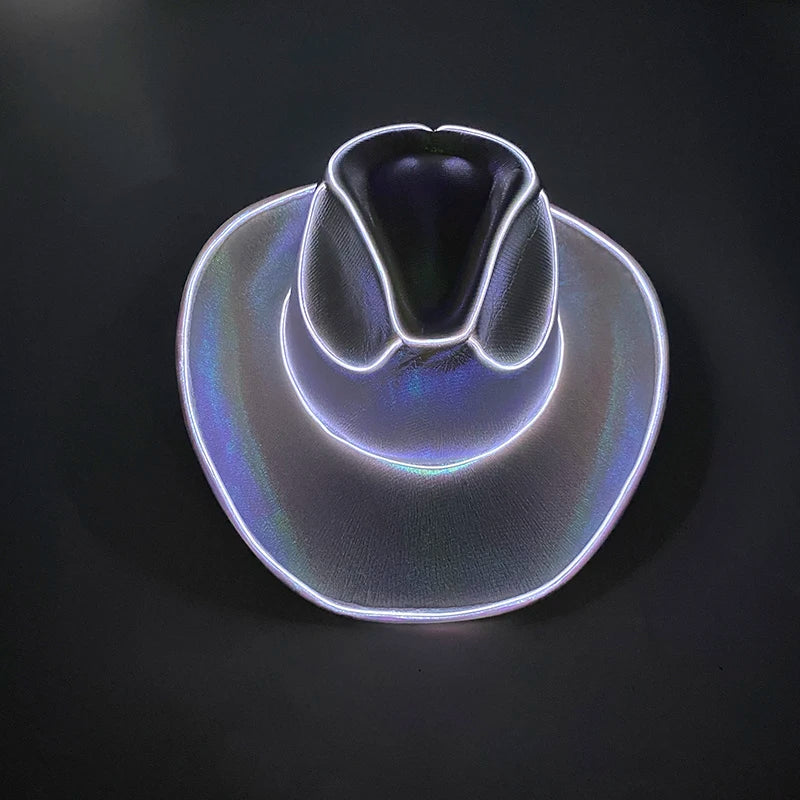 Wireless Disco Luminous LED Cowboy Cowgirl Hat Glowing Light Cap Party Supplies