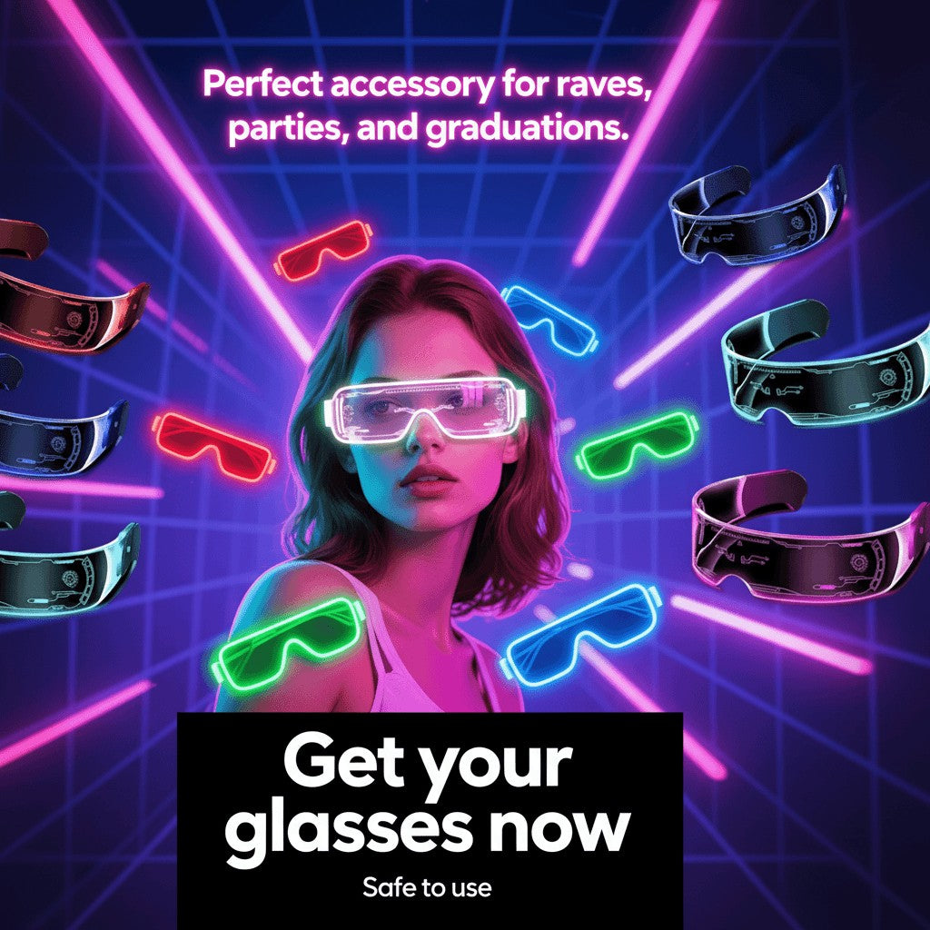 LED Flashing Light 7 Color Mode Glow in the Dark Glasses