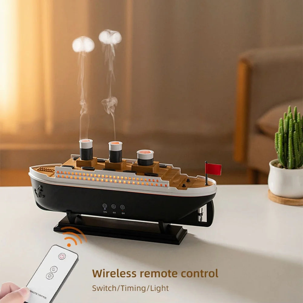 Titanic Ship Air Humidifier Essential Oil Jellyfish Smoke Ring Spray Aroma Diffuser