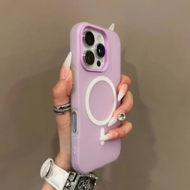 Luxury Pastel Colors 2-in-1 MagSafe Case For iPhone 17 Air 16 15 14 13 12 11 Pro Max Magnet Wireless Charger Clear Matte Soft