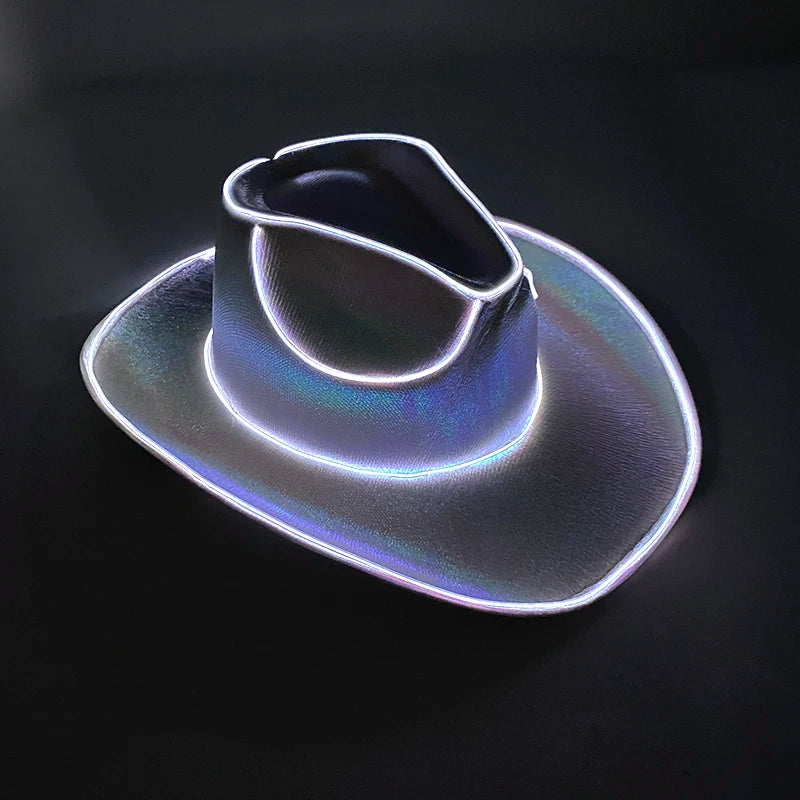 Wireless Disco Luminous LED Cowboy Cowgirl Hat Glowing Light Cap Party Supplies