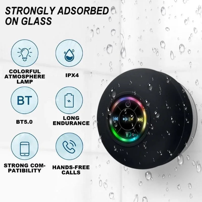 Waterproof Portable Bluetooth Speaker Wireless with LED Light Used for Car Showers Pool