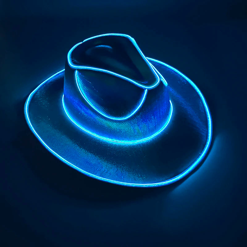 Wireless Disco Luminous LED Cowboy Cowgirl Hat Glowing Light Cap Party Supplies