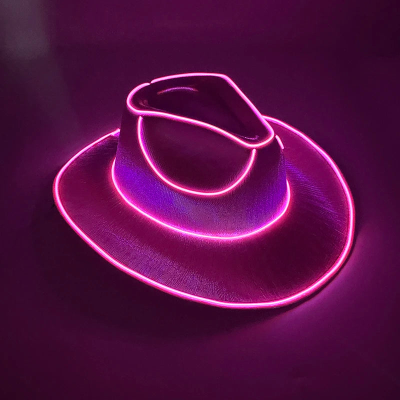 Wireless Disco Luminous LED Cowboy Cowgirl Hat Glowing Light Cap Party Supplies