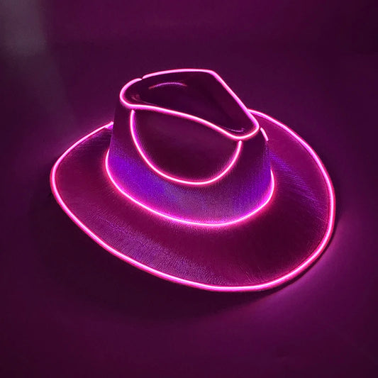 Wireless Disco Luminous LED Cowboy Cowgirl Hat Glowing Light Cap Party Supplies