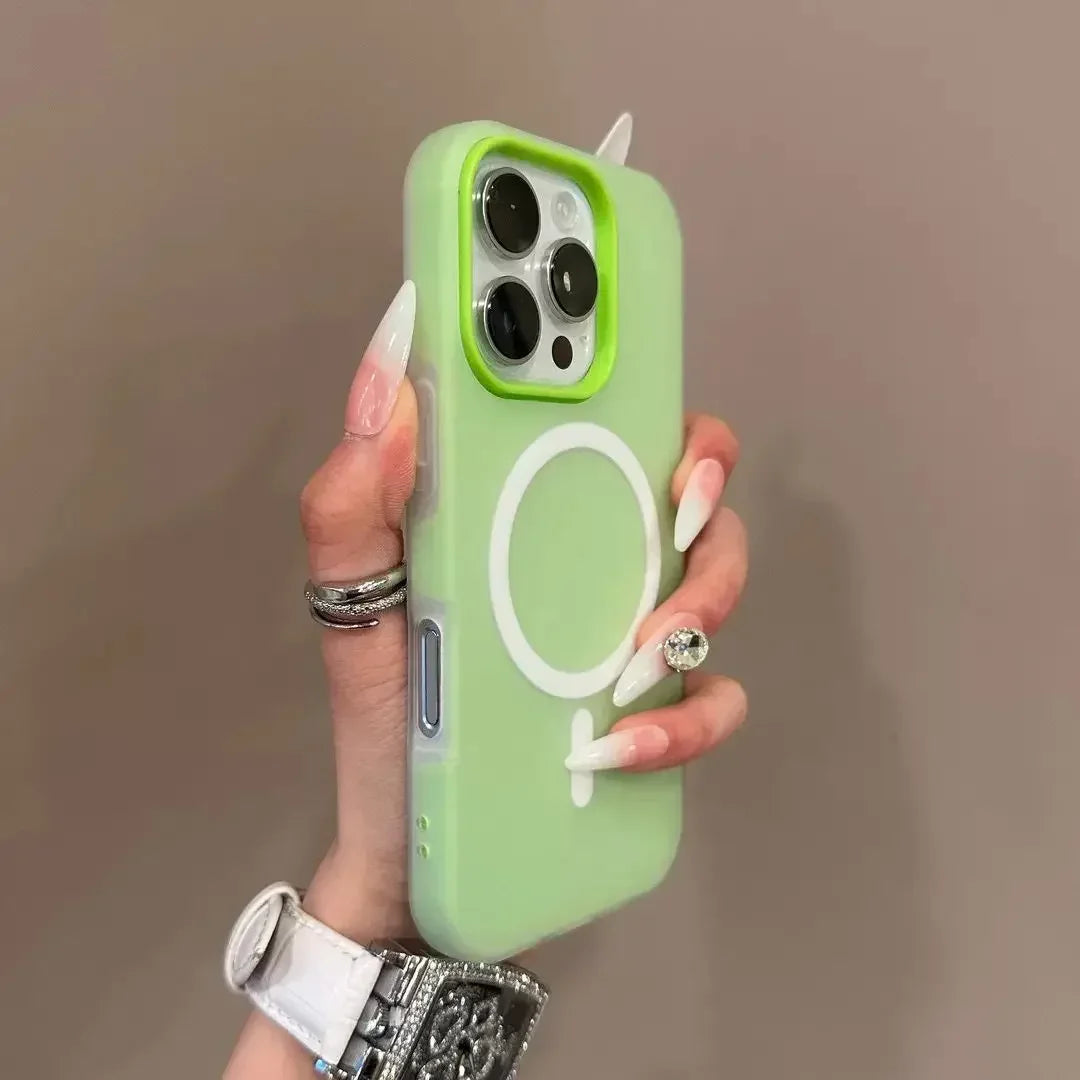 Luxury Pastel Colors 2-in-1 MagSafe Case For iPhone 17 Air 16 15 14 13 12 11 Pro Max Magnet Wireless Charger Clear Matte Soft