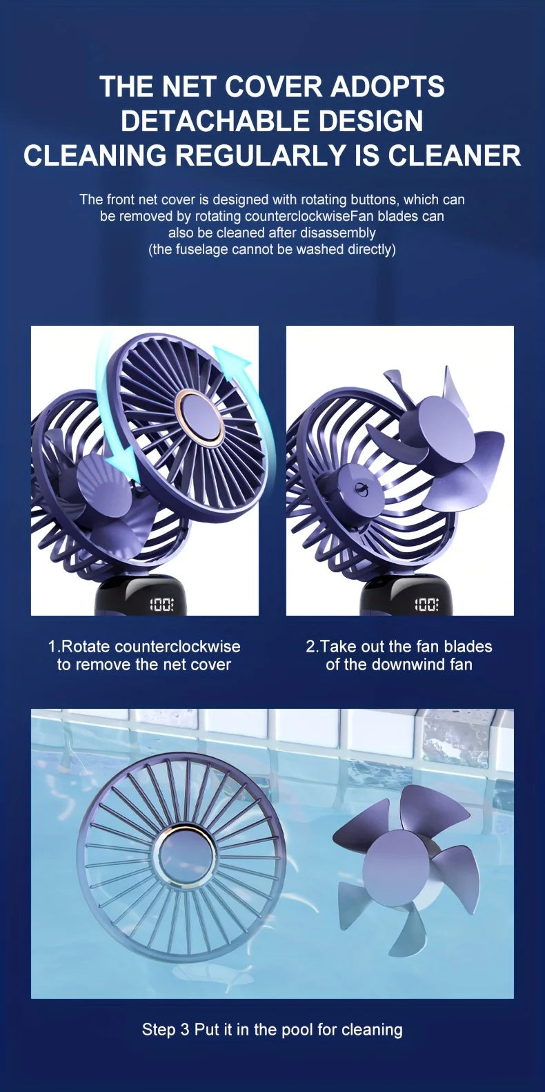 Mini Portable Handheld Fan LED Display USB Rechargeable with Phone Stand