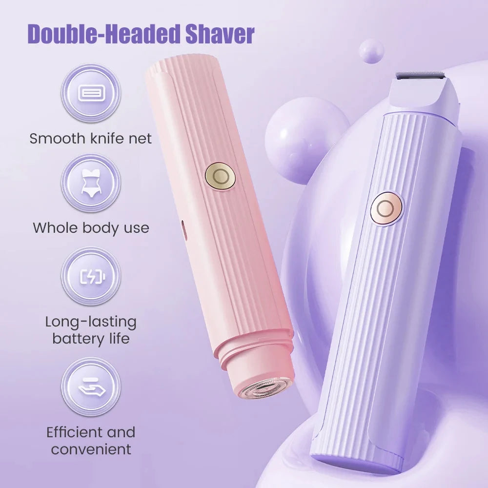 Wireless 2in1 Electric Razor Fashion Women Painless Hair Removal Rechargeable Body Trimmer Shaver