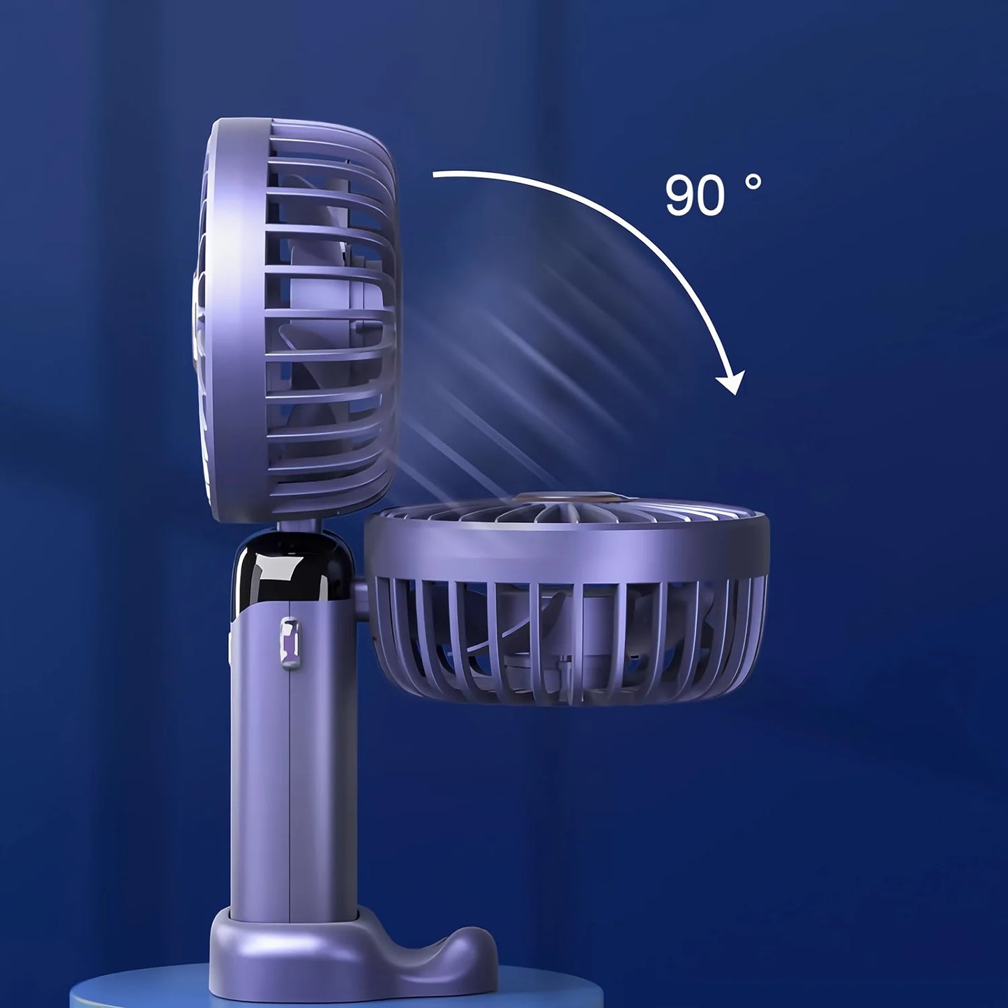 Mini Portable Handheld Fan LED Display USB Rechargeable with Phone Stand