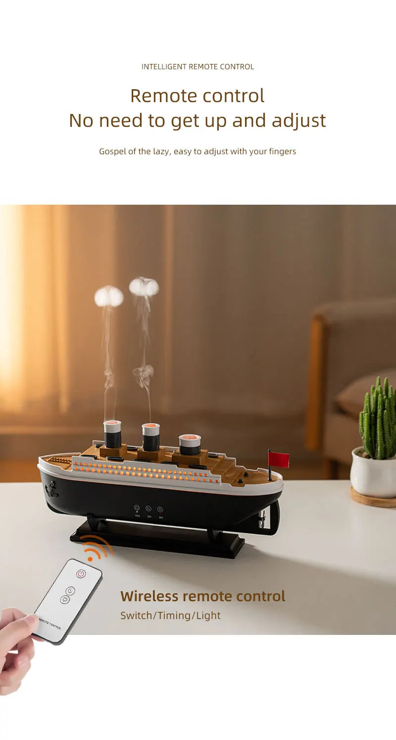Titanic Ship Air Humidifier Essential Oil Jellyfish Smoke Ring Spray Aroma Diffuser