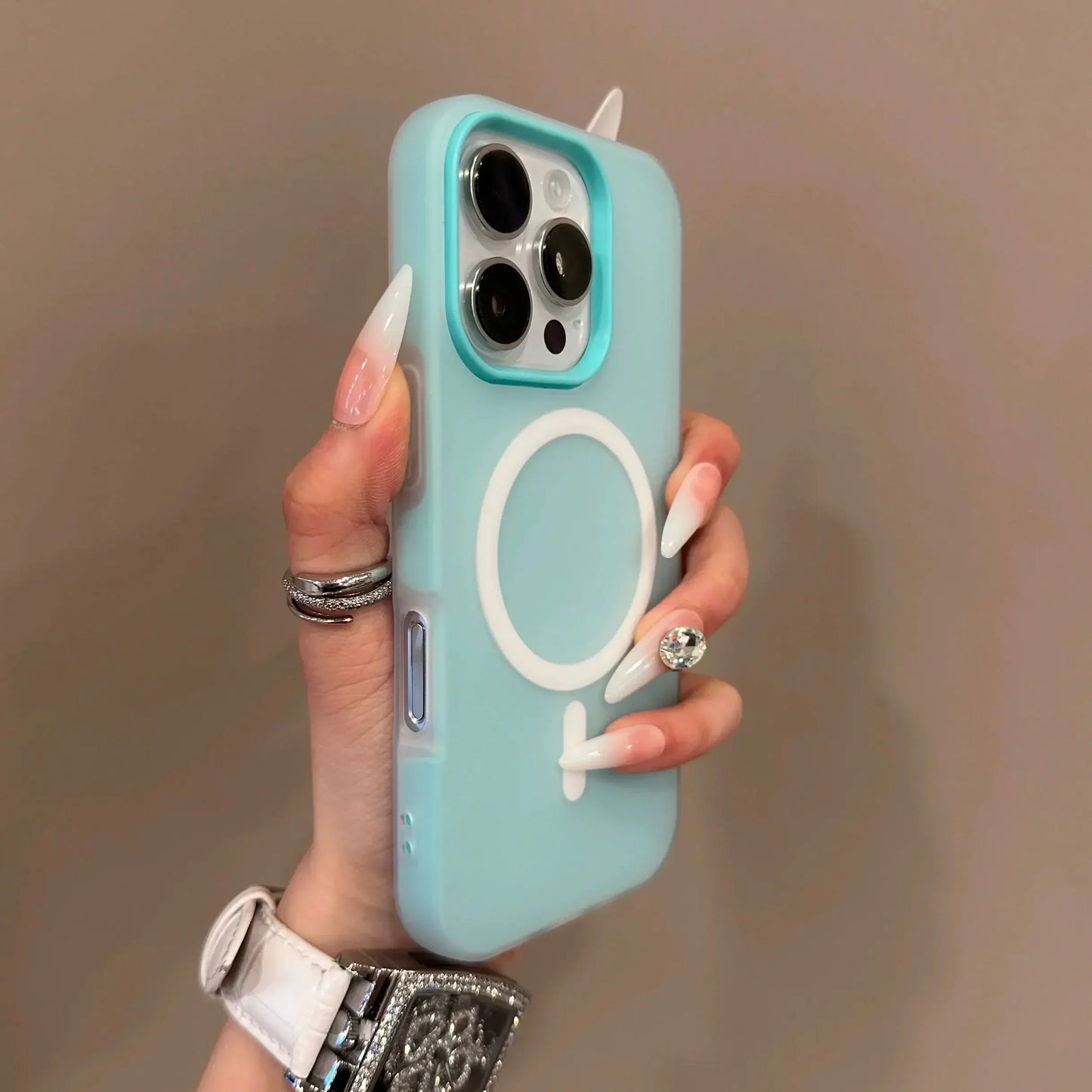 Luxury Pastel Colors 2-in-1 MagSafe Case For iPhone 17 Air 16 15 14 13 12 11 Pro Max Magnet Wireless Charger Clear Matte Soft