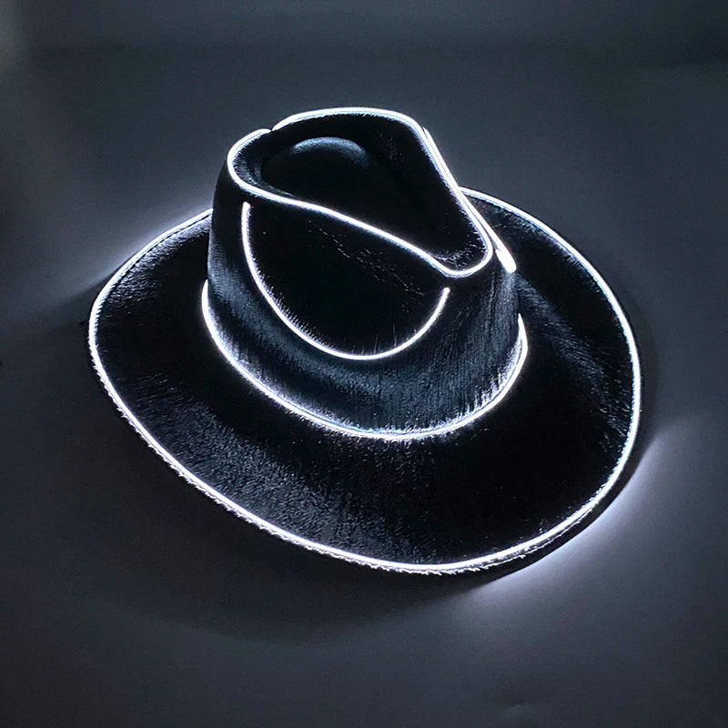 Wireless Disco Luminous LED Cowboy Cowgirl Hat Glowing Light Cap Party Supplies