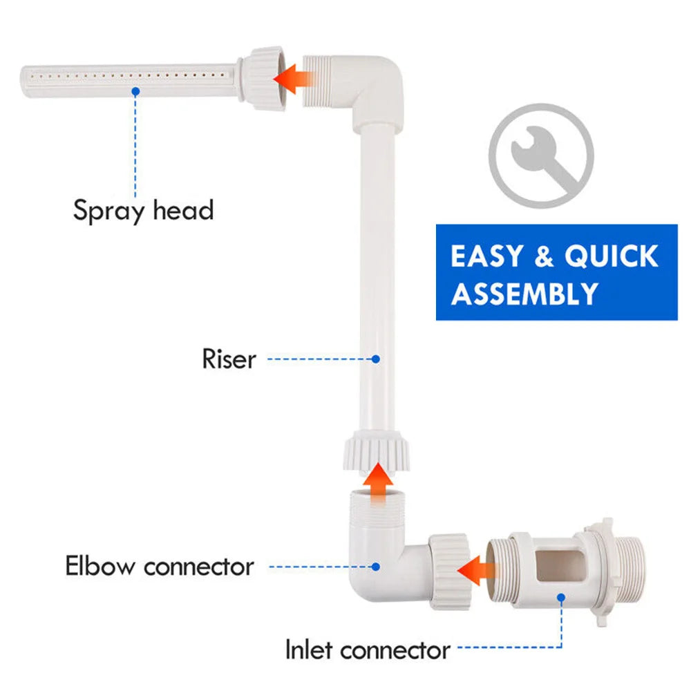 Adjustable Swimming Pool Waterfall Fountain Kit PVC 14ft Spray Accessory