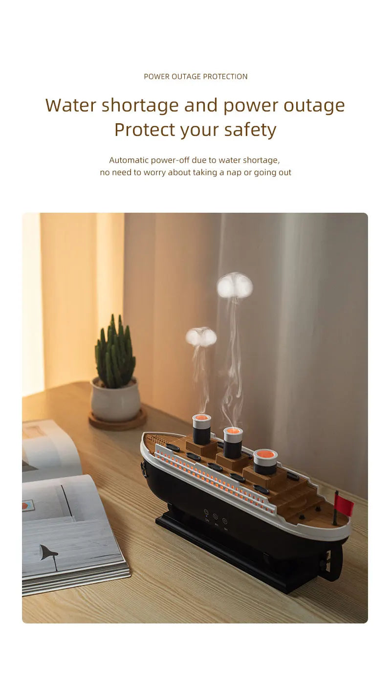 Titanic Ship Air Humidifier Essential Oil Jellyfish Smoke Ring Spray Aroma Diffuser