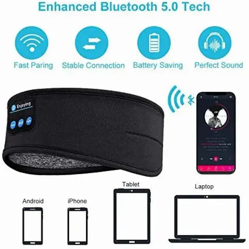 Bluetooth Sleep Headband – Wireless Headphones, Built-In Speakers, Comfortable Fabric, 10-Hour Battery Life