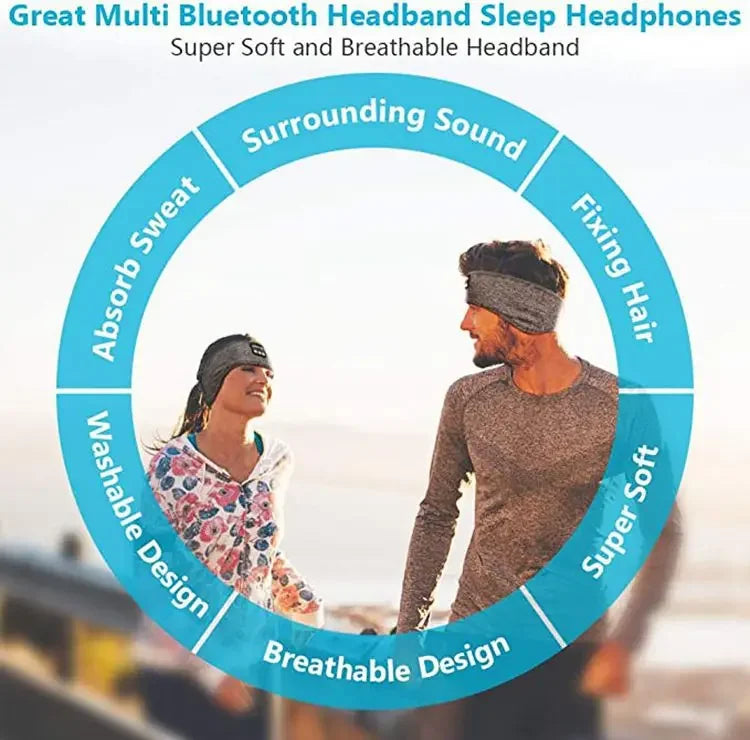 Bluetooth Sleep Headband – Wireless Headphones, Built-In Speakers, Comfortable Fabric, 10-Hour Battery Life