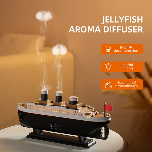 Titanic Ship Air Humidifier Essential Oil Jellyfish Smoke Ring Spray Aroma Diffuser