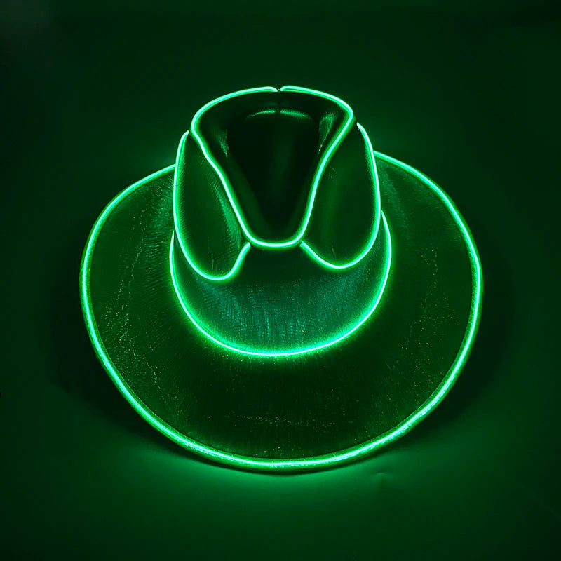 Wireless Disco Luminous LED Cowboy Cowgirl Hat Glowing Light Cap Party Supplies