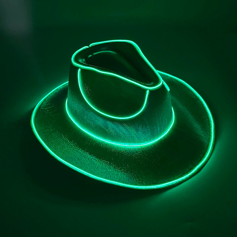 Wireless Disco Luminous LED Cowboy Cowgirl Hat Glowing Light Cap Party Supplies