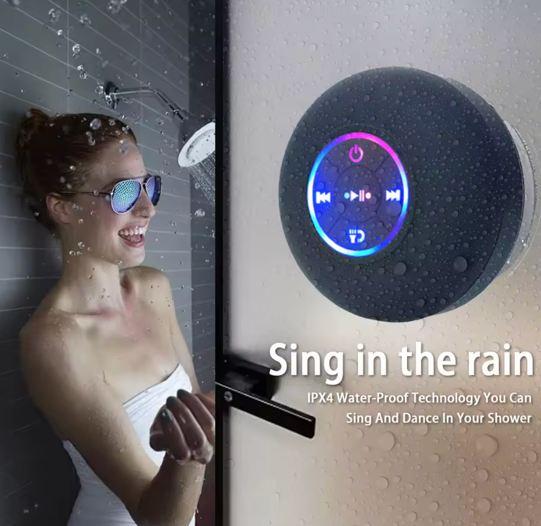 Waterproof Portable Bluetooth Speaker Wireless with LED Light Used for Car Showers Pool