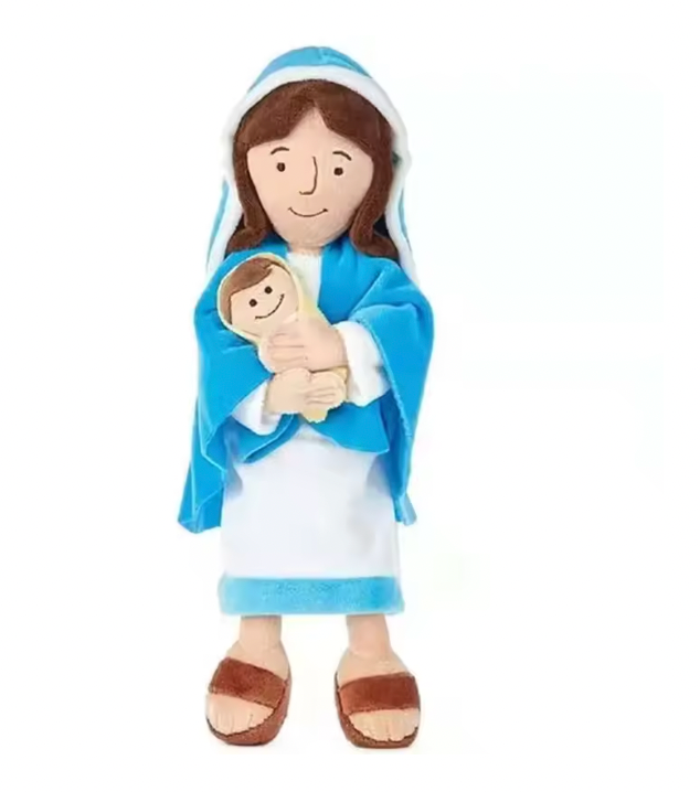Jesus & Virgin Mary Plush Doll Set 32cm (Blue & Red Robes) Inspirational Religious Gift for Kids, Families & Home Decor