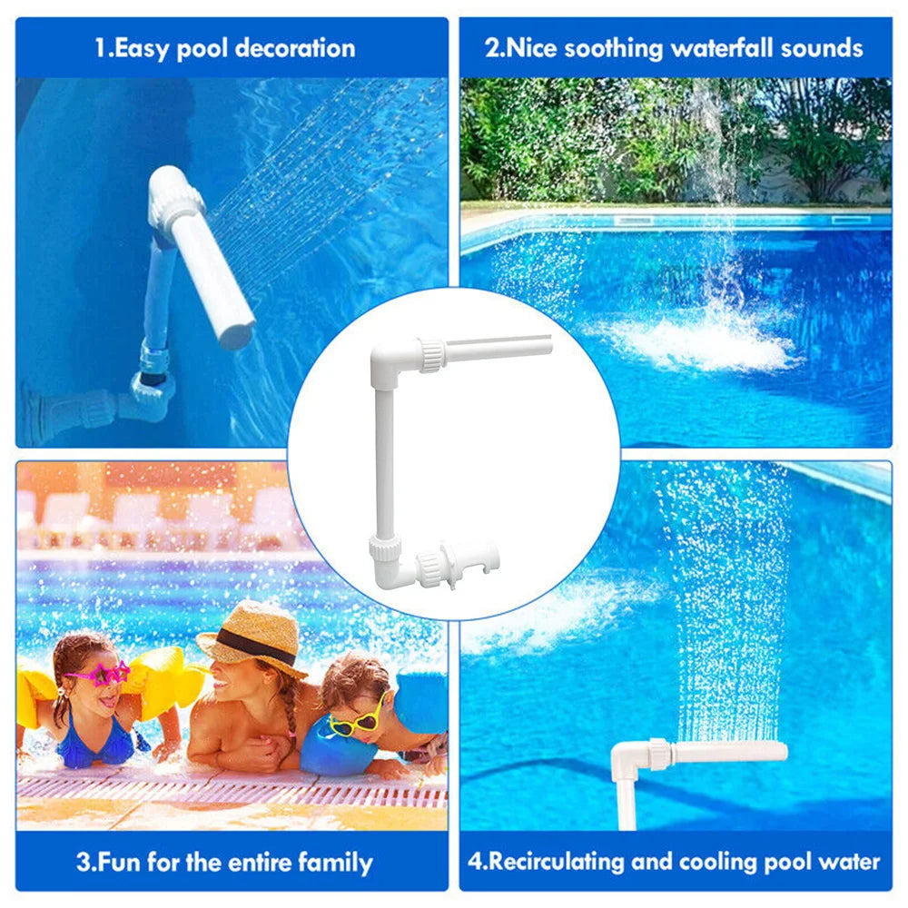 Adjustable Swimming Pool Waterfall Fountain Kit PVC 14ft Spray Accessory