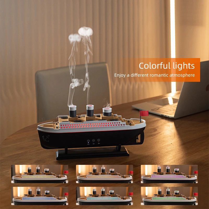 Titanic Ship Air Humidifier Essential Oil Jellyfish Smoke Ring Spray Aroma Diffuser